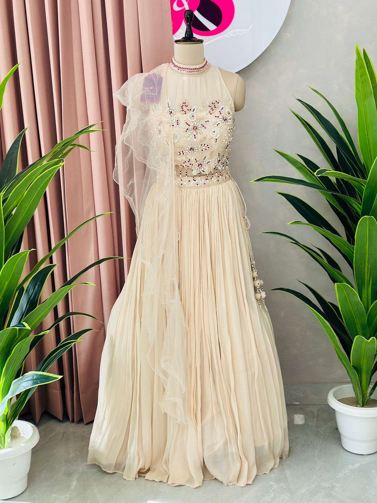 Premium Handwork Lehnga with Layered Dupatta
