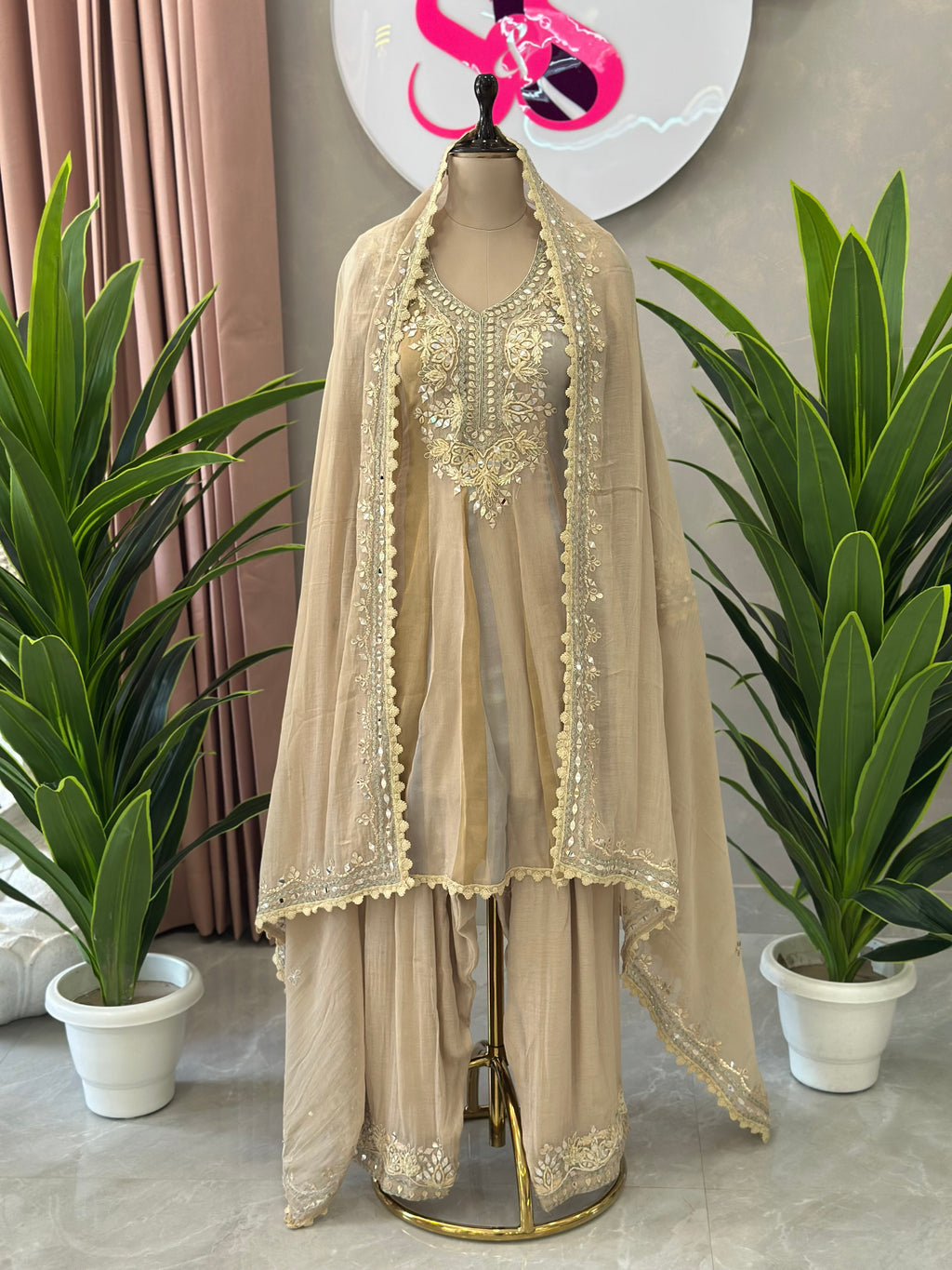 Orignal Mirror Work Anarkali Suit Set