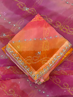 Rangriti Bandhani Georgette Saree with Stone Work Border
