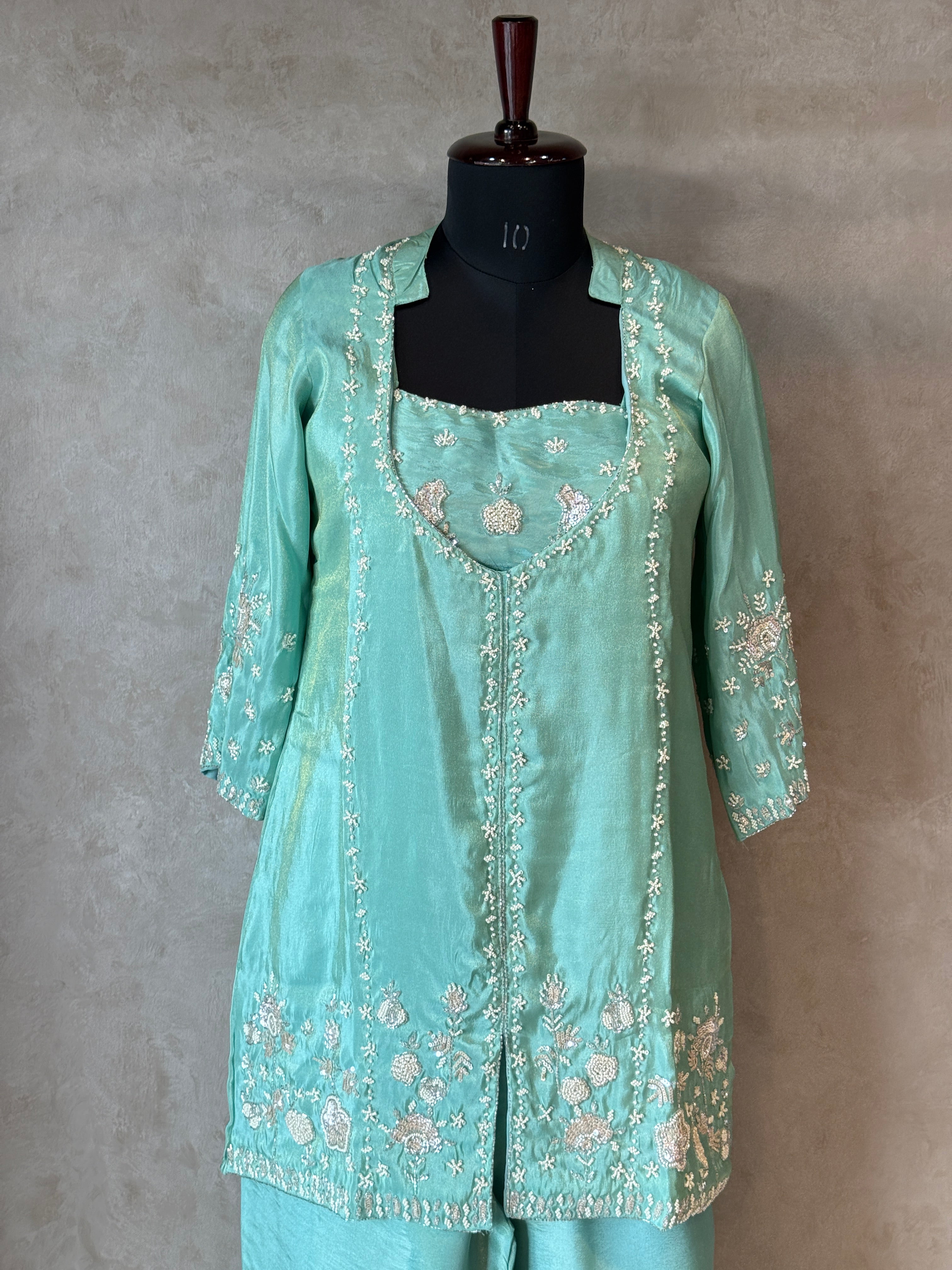 ZARI TISSUE HANDWORK JACKET SET