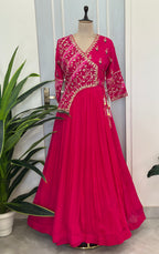 Angrakha Style Handwork Floor length Gown