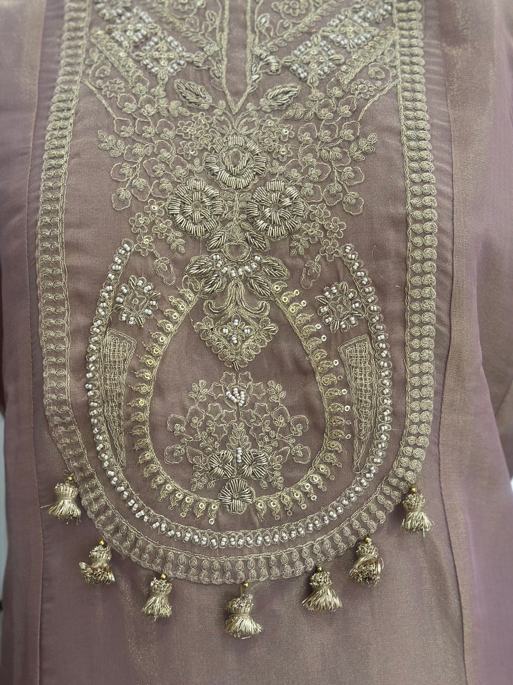 Pearl & Zardozi Work Straight Kurta Set