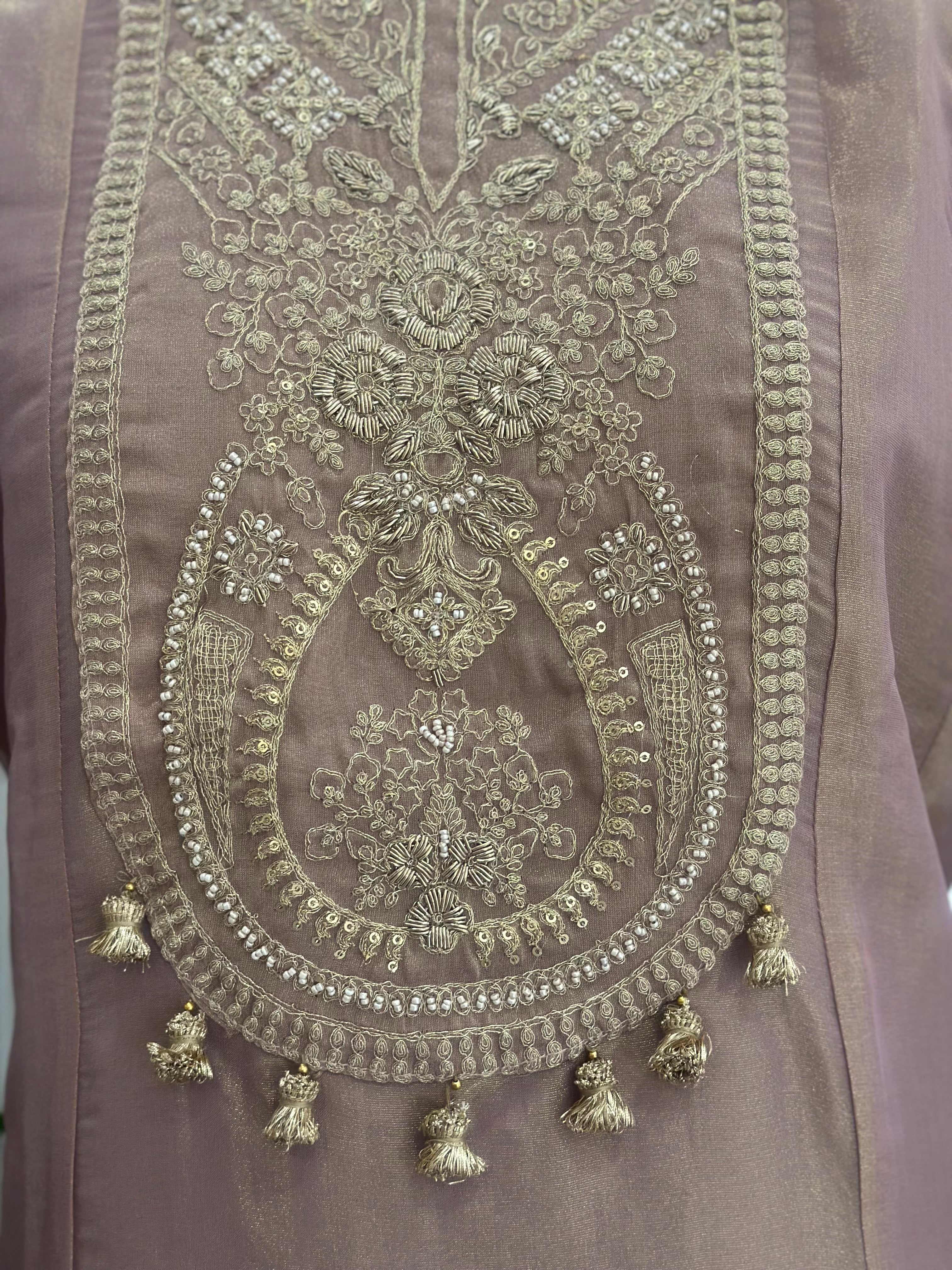 Pearl & Zardozi Work Straight Kurta Set