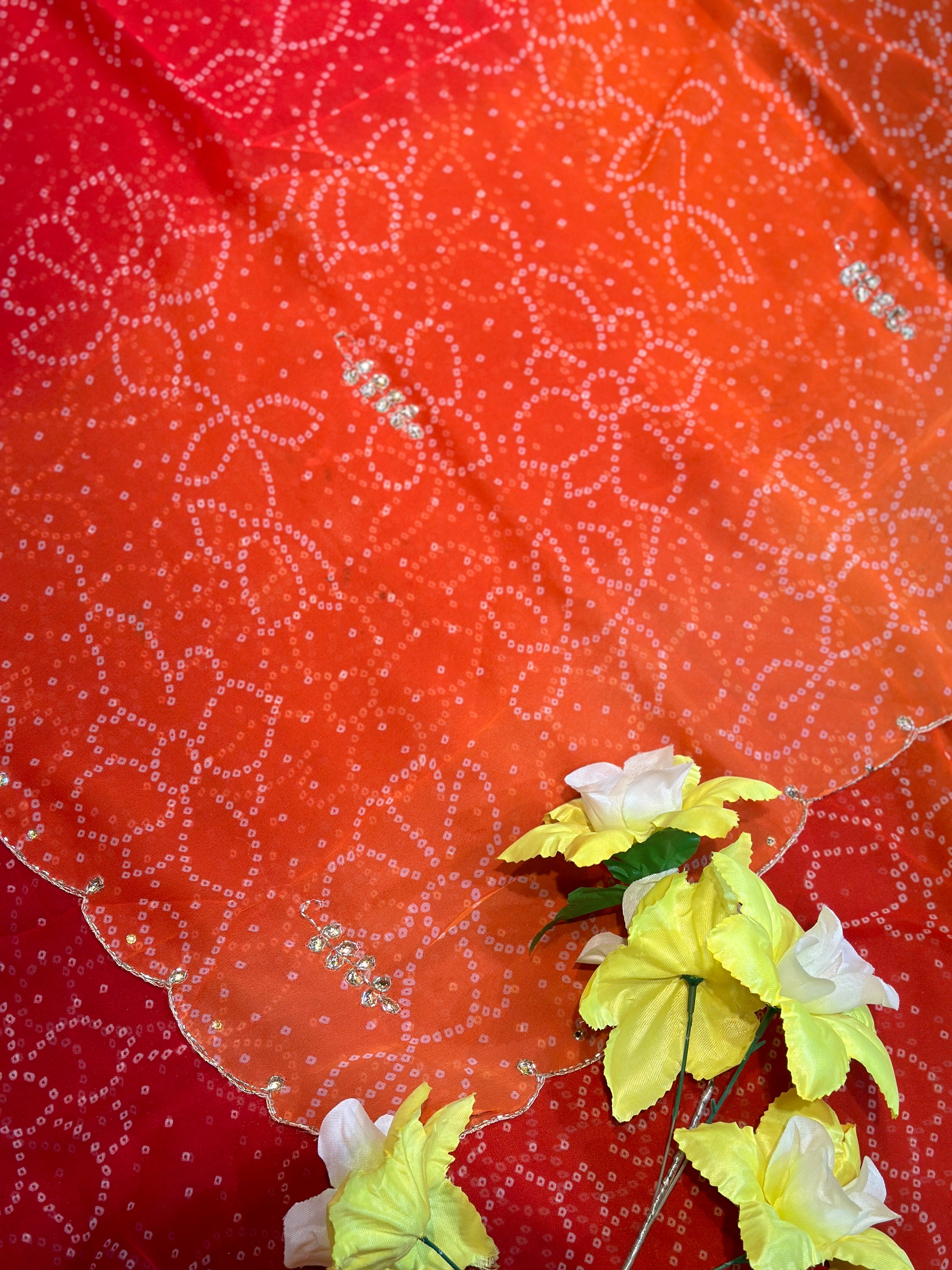 OMBRÉ BHANDEJ HANDWORK SAREE