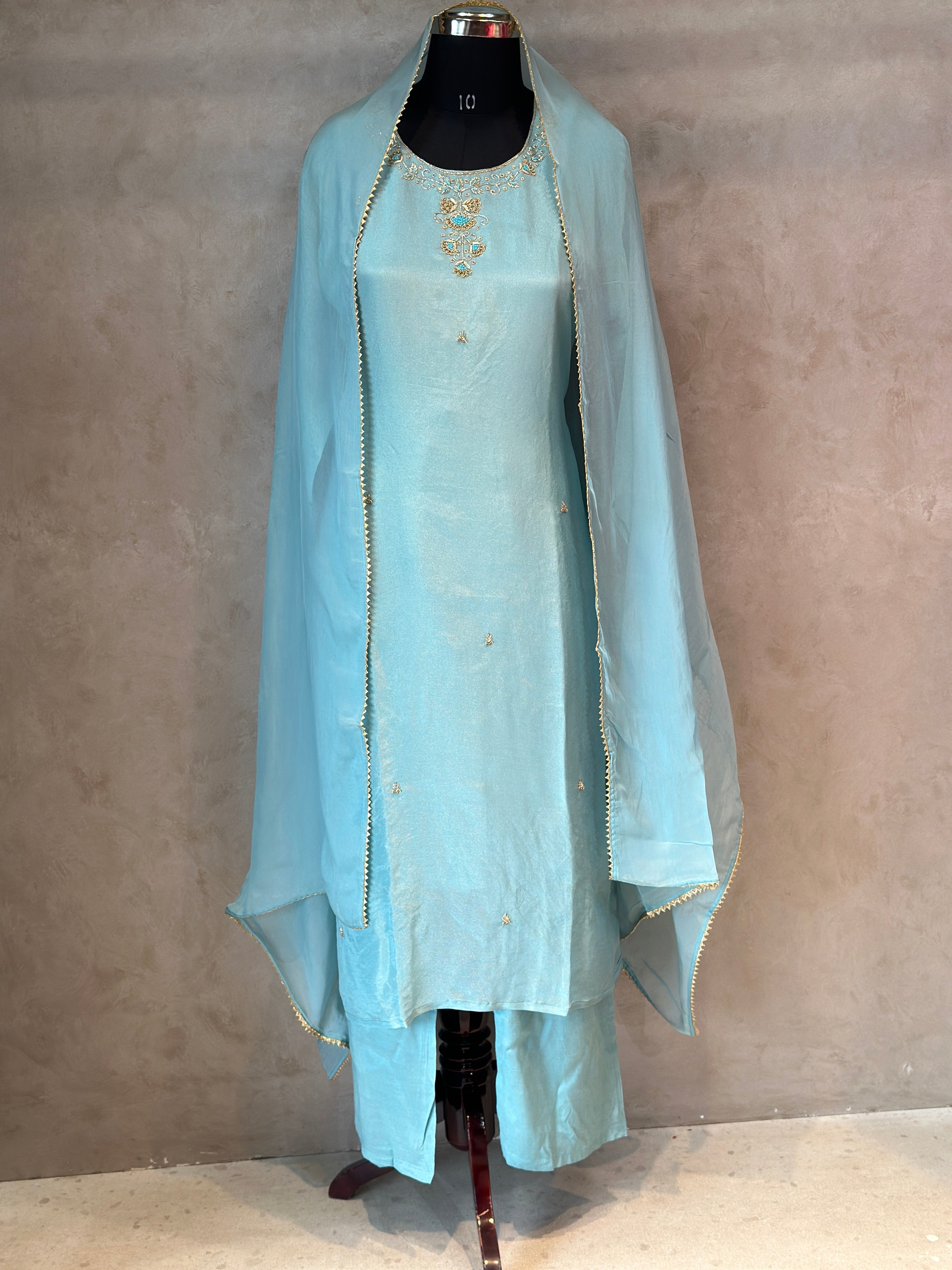 PURE ZARI TISSUE HANDWORK SUIT SET