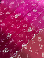 Elegant Bandhani Saree with Handwork Border Detailing