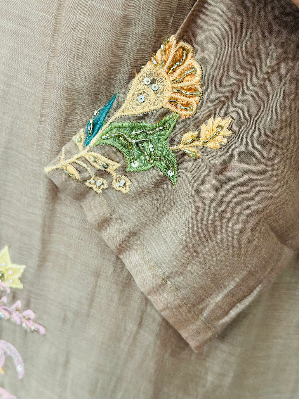 Pure Mal chanderi Hand Embroidery Suit Set