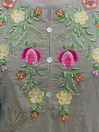 Floral Thread Work Kurta Pant Set With Dupatta