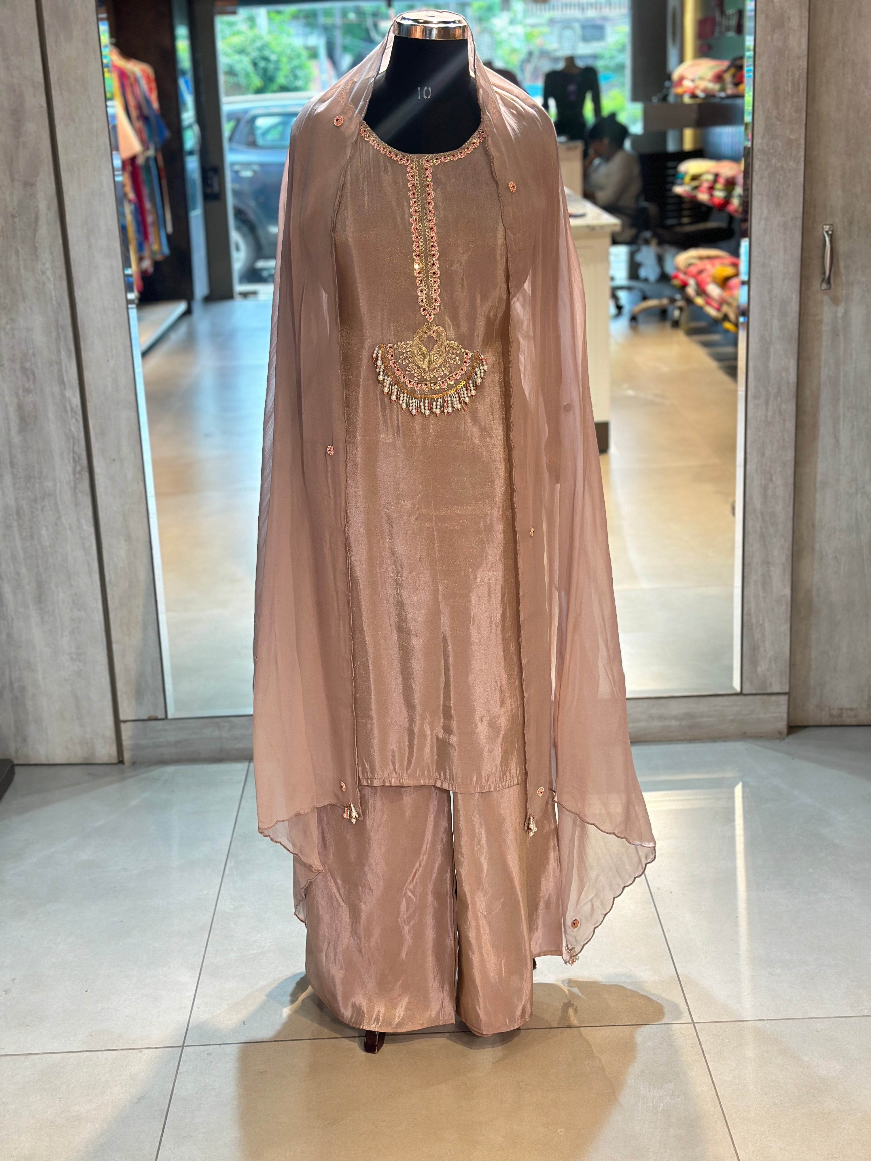 PURE ZARI TISSUE PLAZO SET