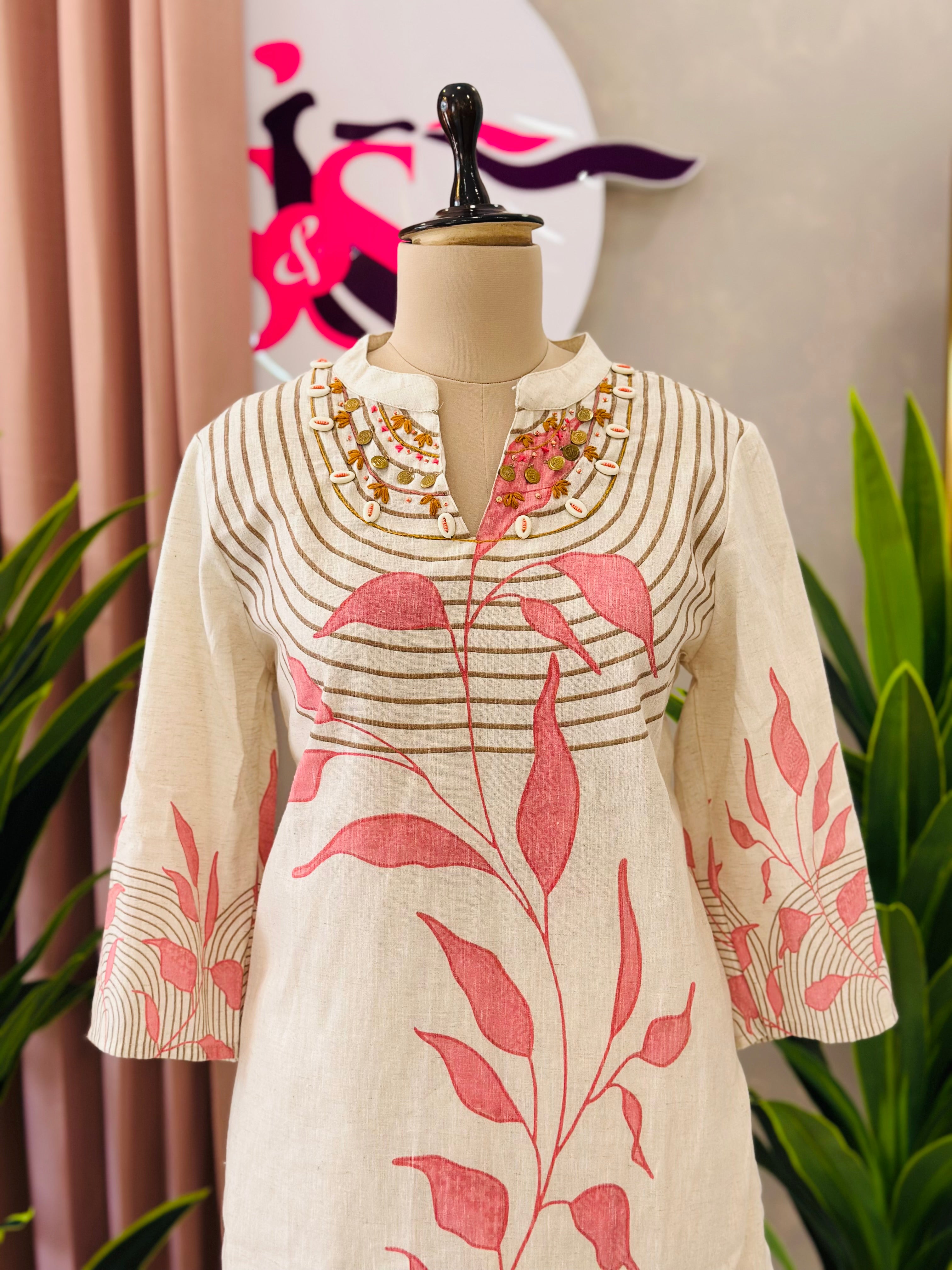 Floral Vine Printed Kurta Palazzo Co-ord Set