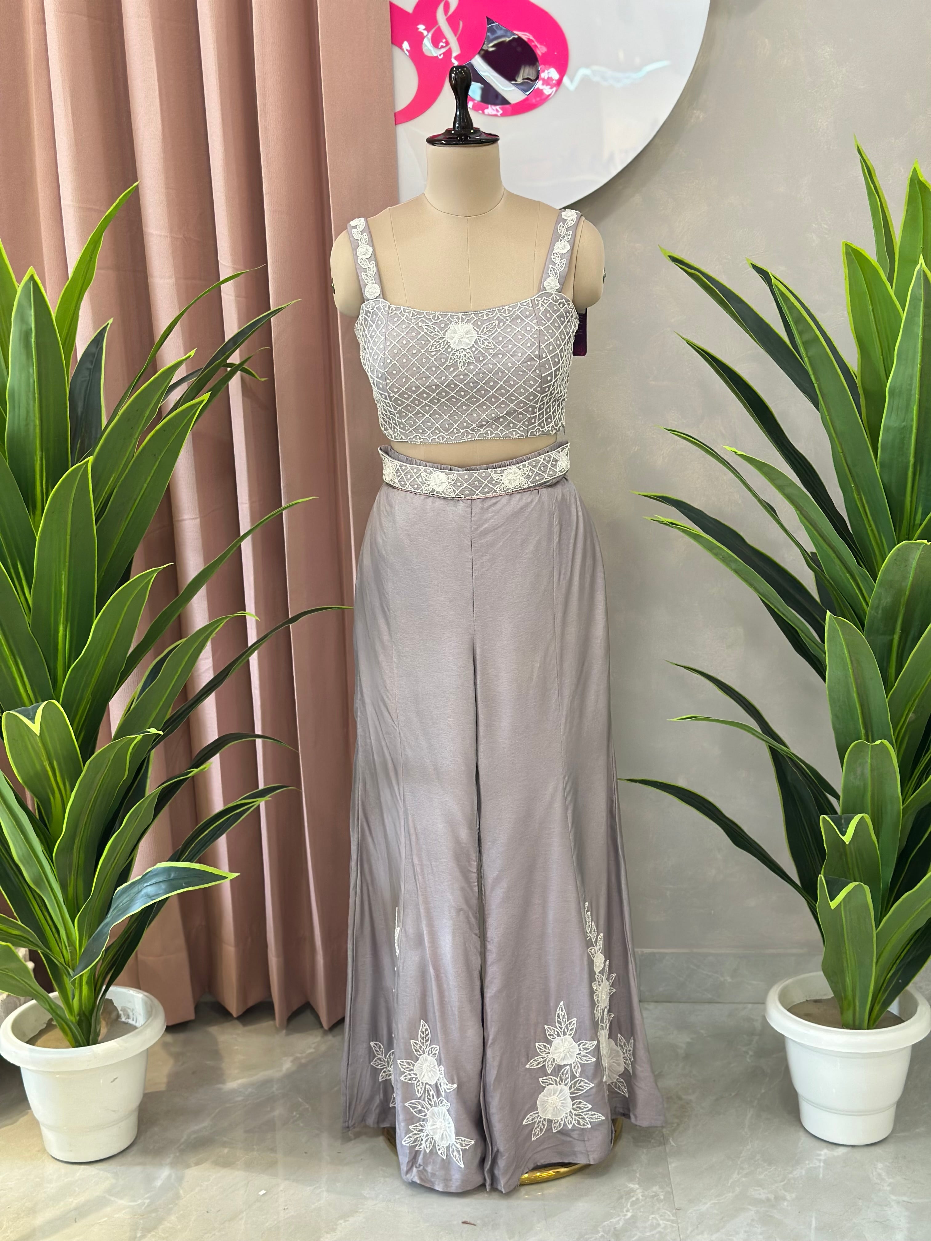 Elegant Draped Style Co-ord Set With Handwork Blouse