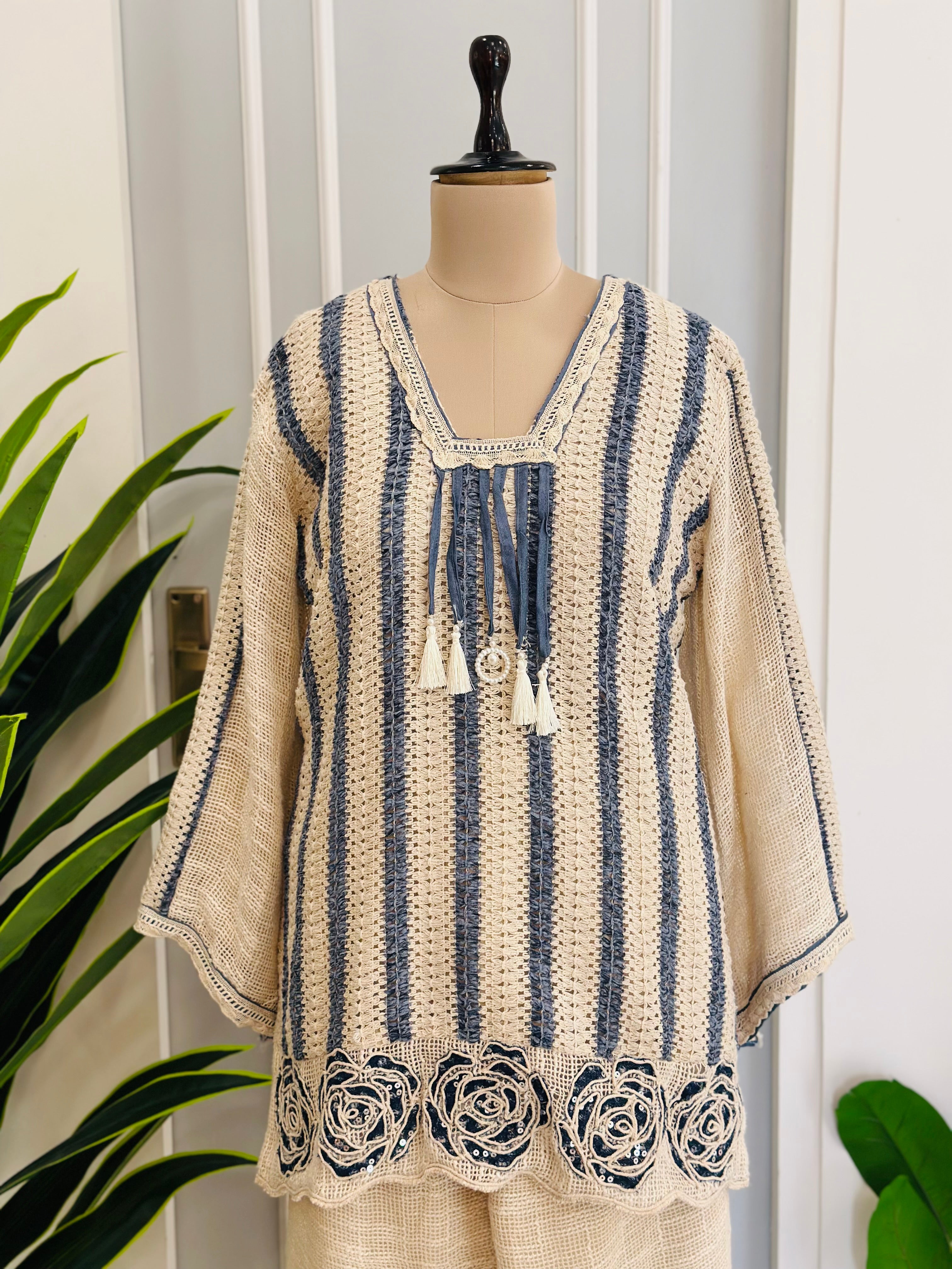 Premium Embroidered Jute Co-ord Set