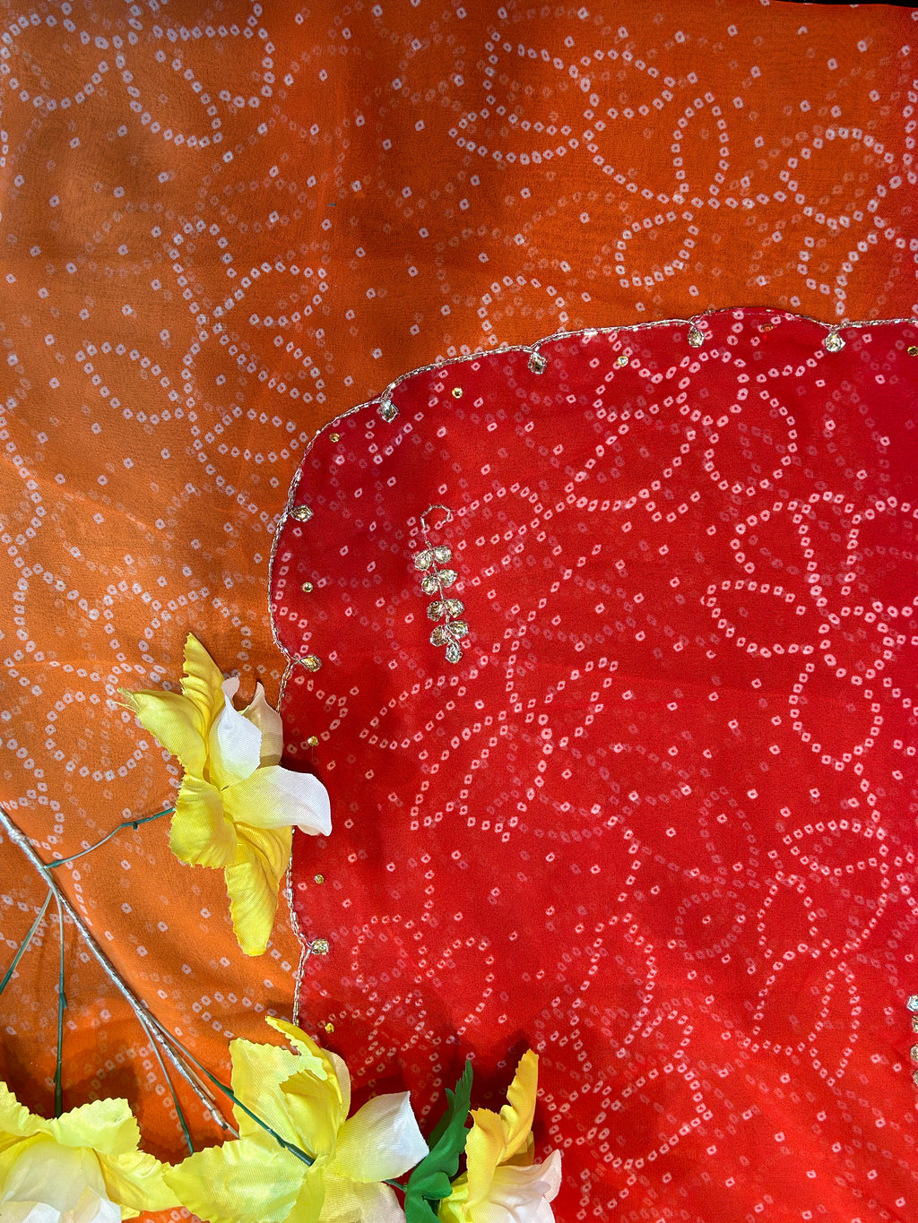 OMBRÉ BHANDEJ HANDWORK SAREE