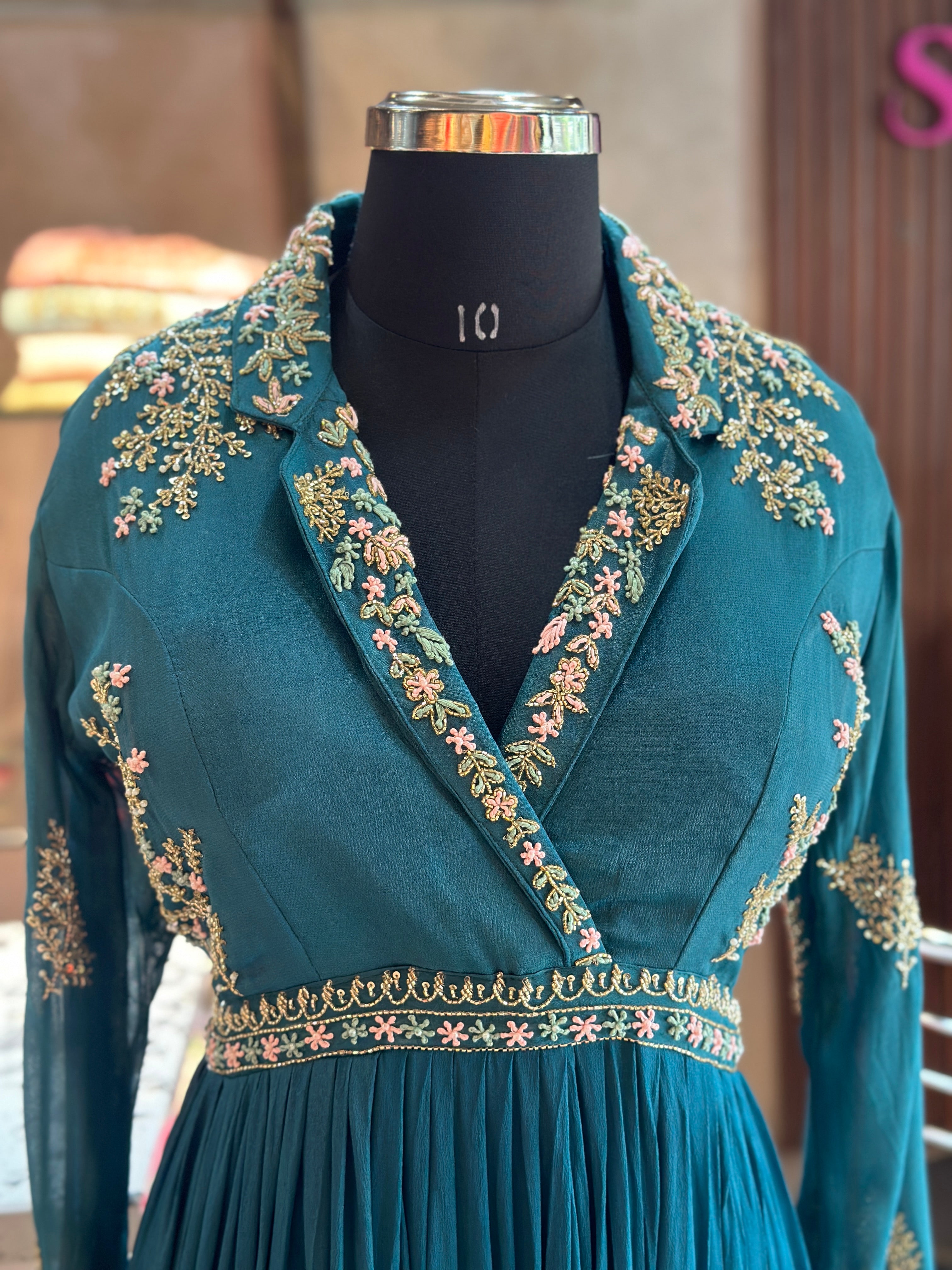 PURE CHINON GOWN IN HANDWORK