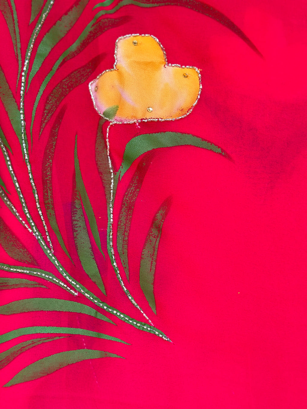 HAND BRUSH PAINT HANDWORK SAREE