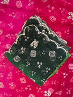 Elegant Bandhani Saree with Handwork Border Detailing