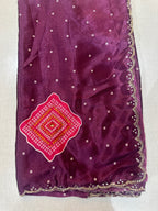 PURE CHINON BAHNDEJ HANDWORK SAREE