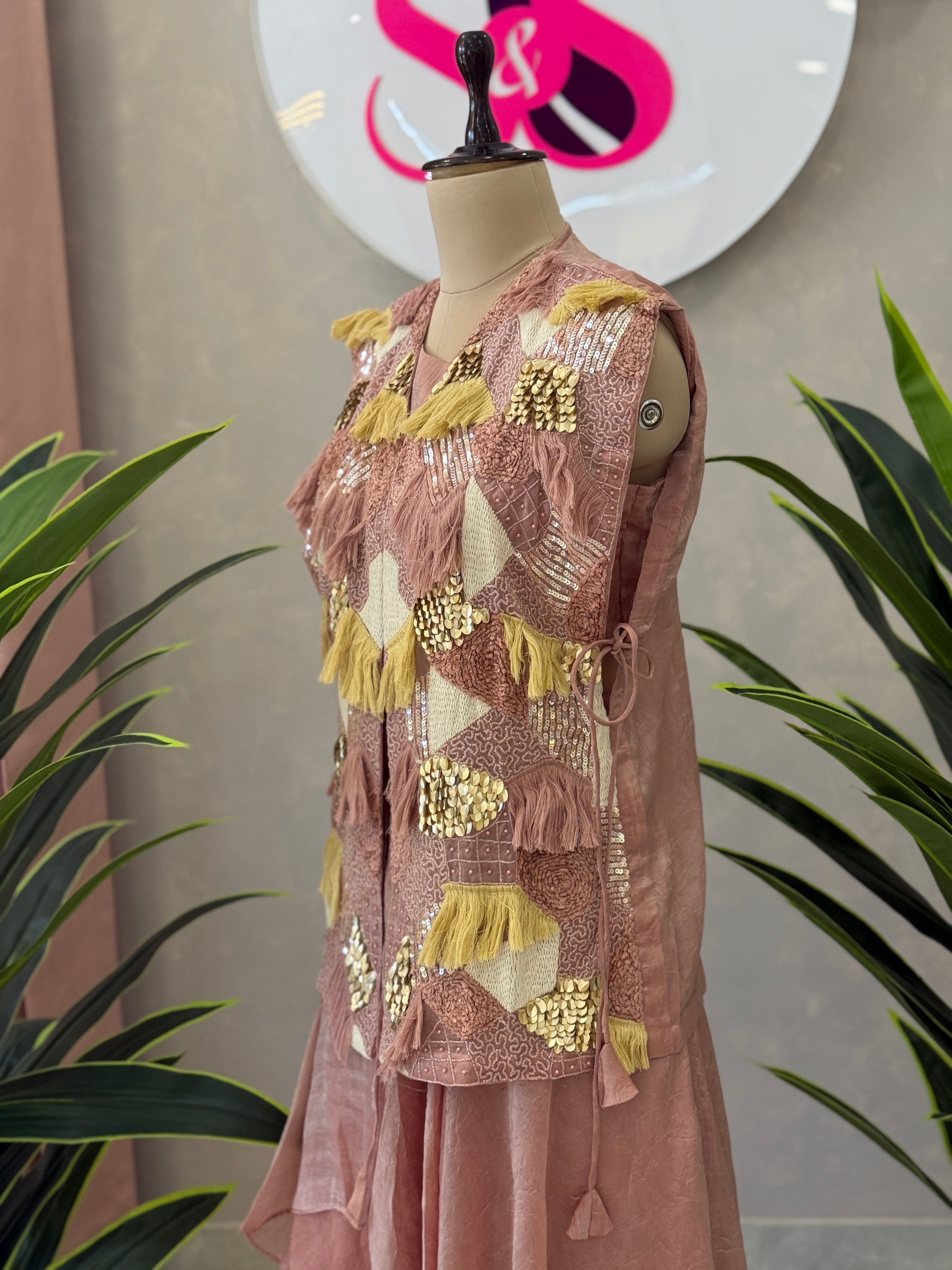 Designer Drape Style Skirt Set