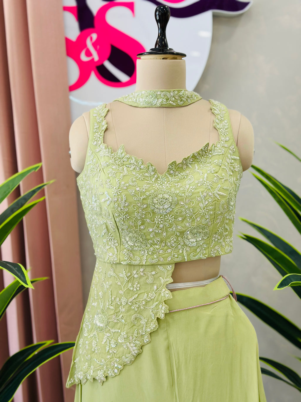 Handwork Crop Top With Flared Plazo
