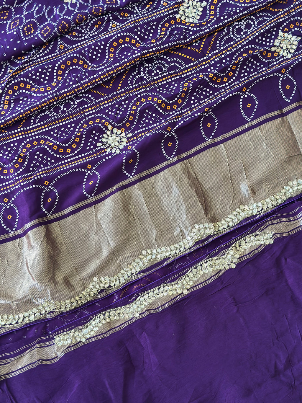 ✨Royal Bandhej Saree with Premium Gota Patti Detailing ✨