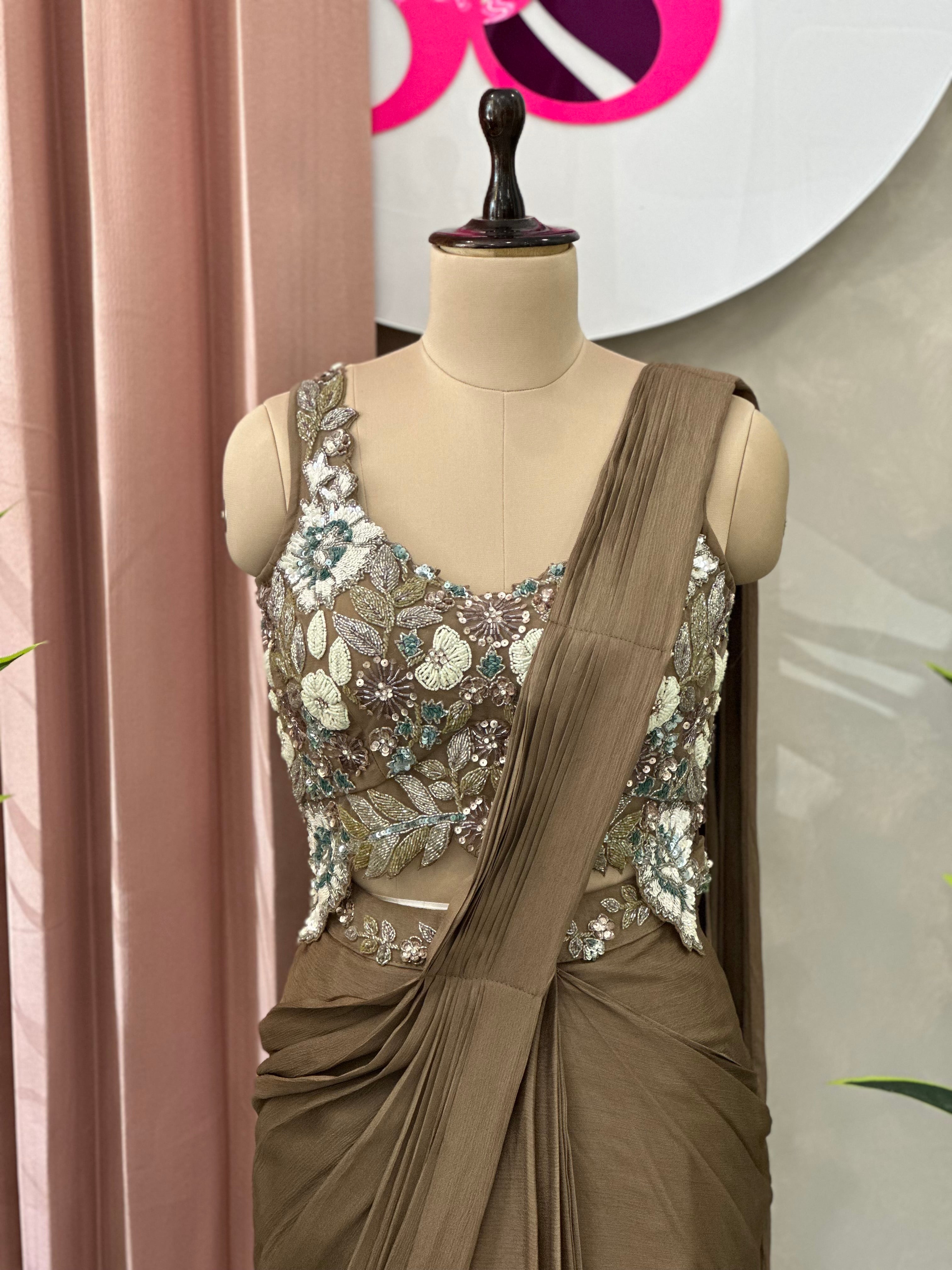 Premium Drape Style Saree with Handwork Blouse