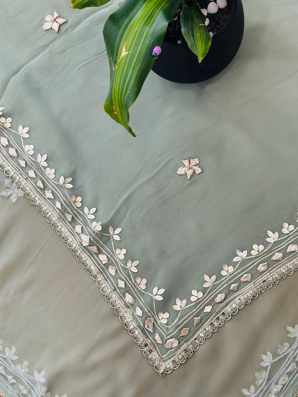 Classic Gota Patti Handwork Unstitched Suit Set