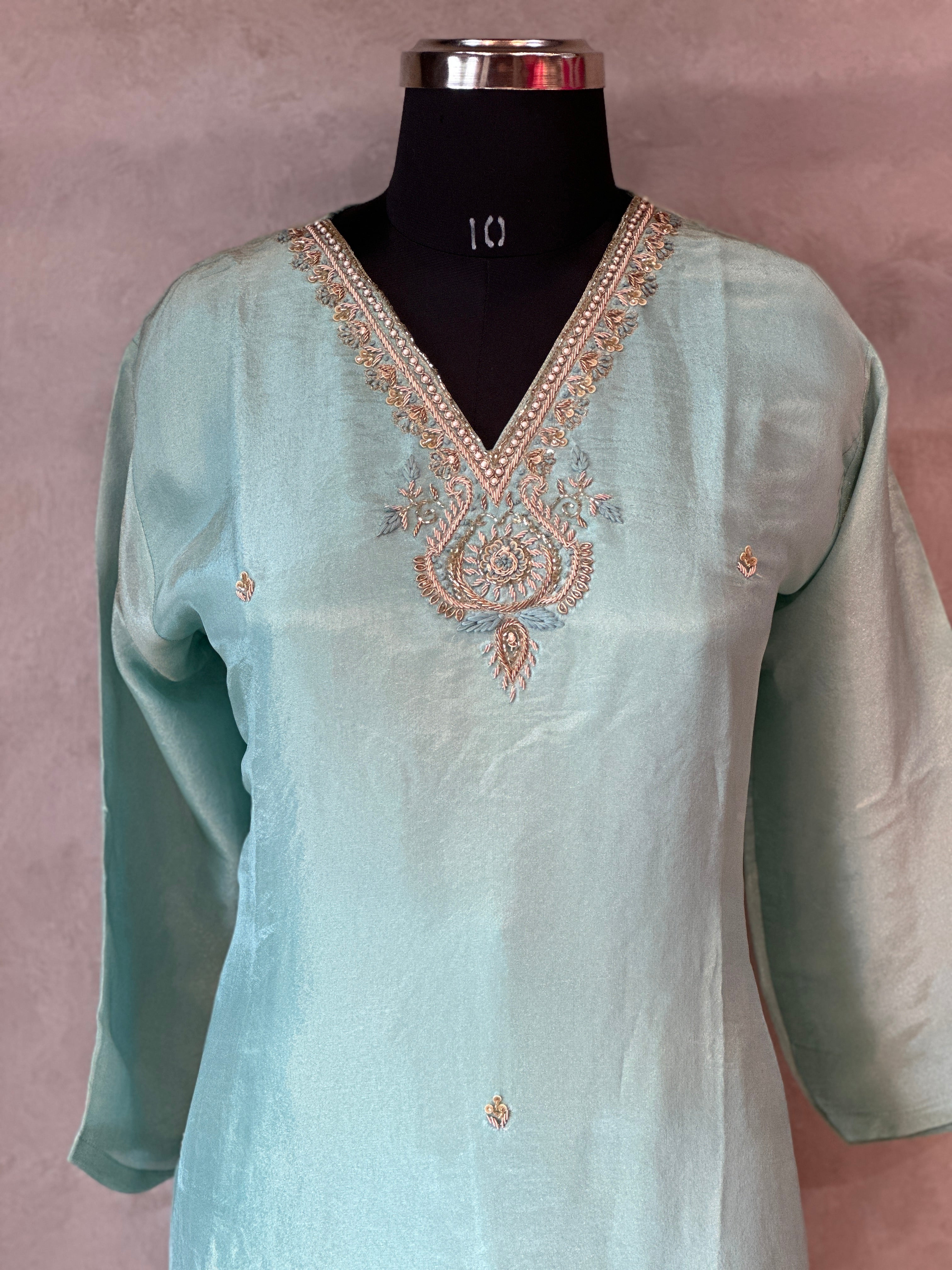 PURE ZARI TISSUE HANDWORK SUIT SET
