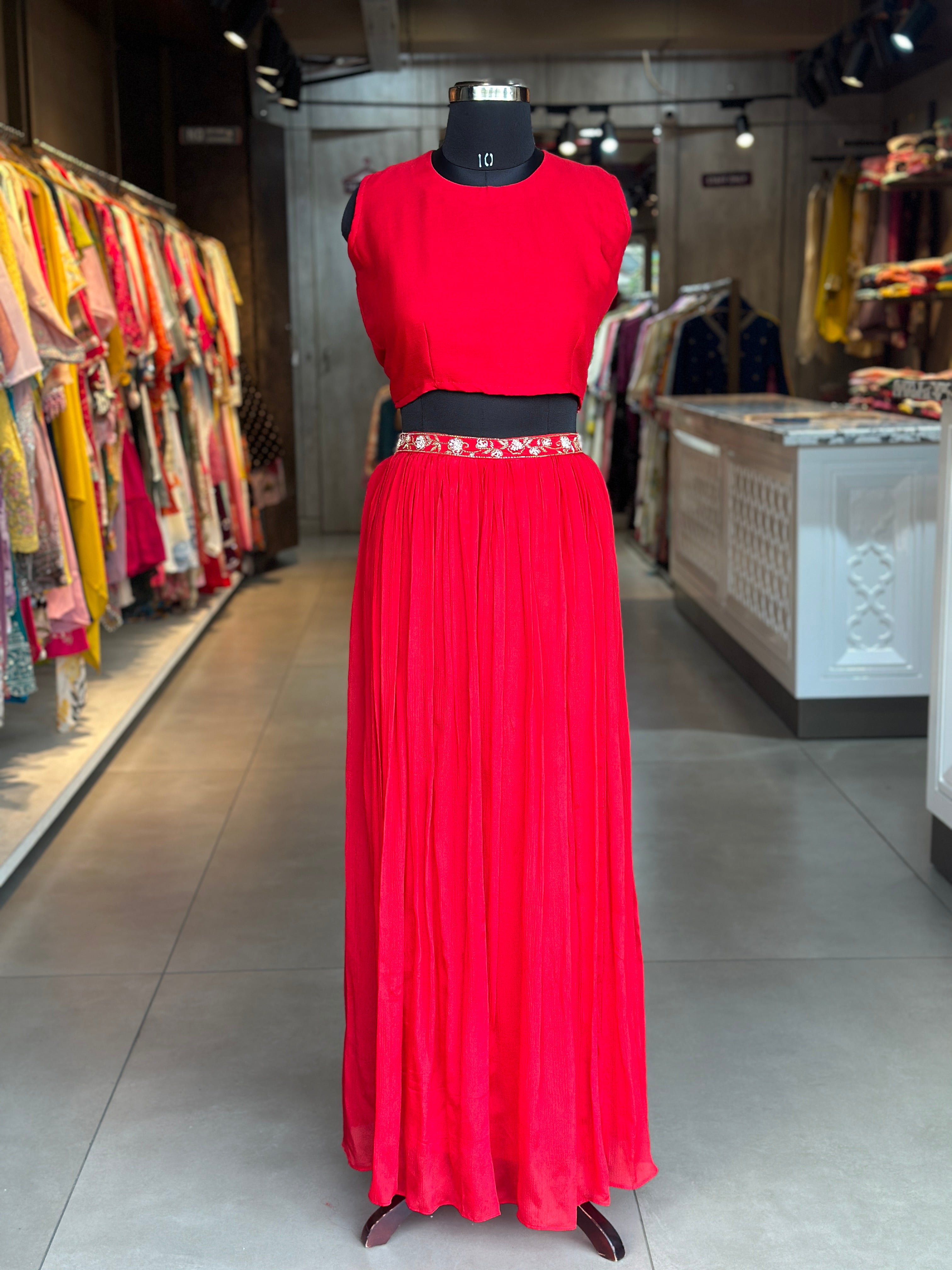 BHANDEJ SKIRT IN KAFTAN SET