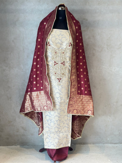 PURE ZARI SILK SUIT SET WITH HANDWORK