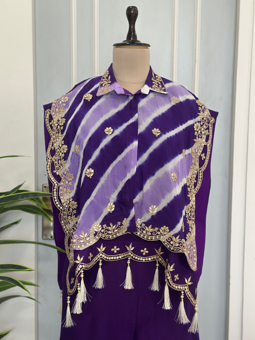 ✨ Designer Leheriya Handwork Cape Palazzo Co-Ord Set✨