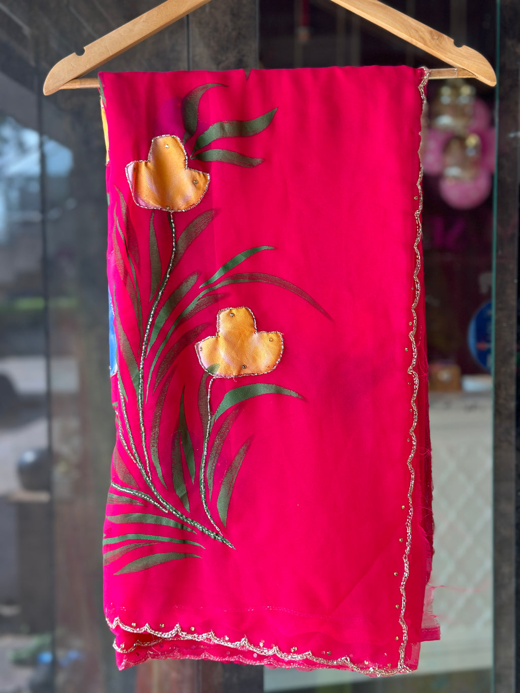 HAND BRUSH PAINT HANDWORK SAREE