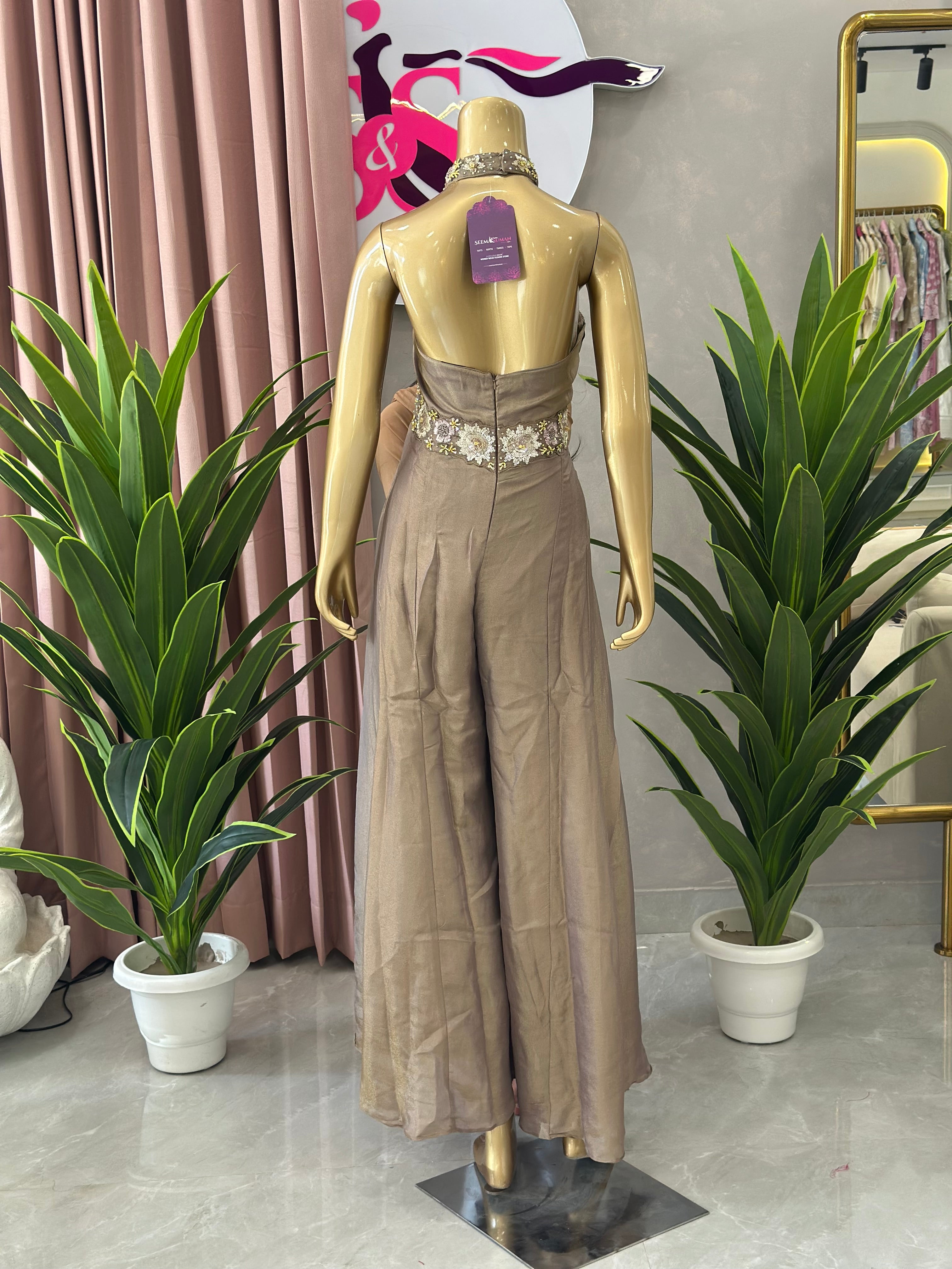 Premium Indo-Western Halter Dress with Elegant Flare