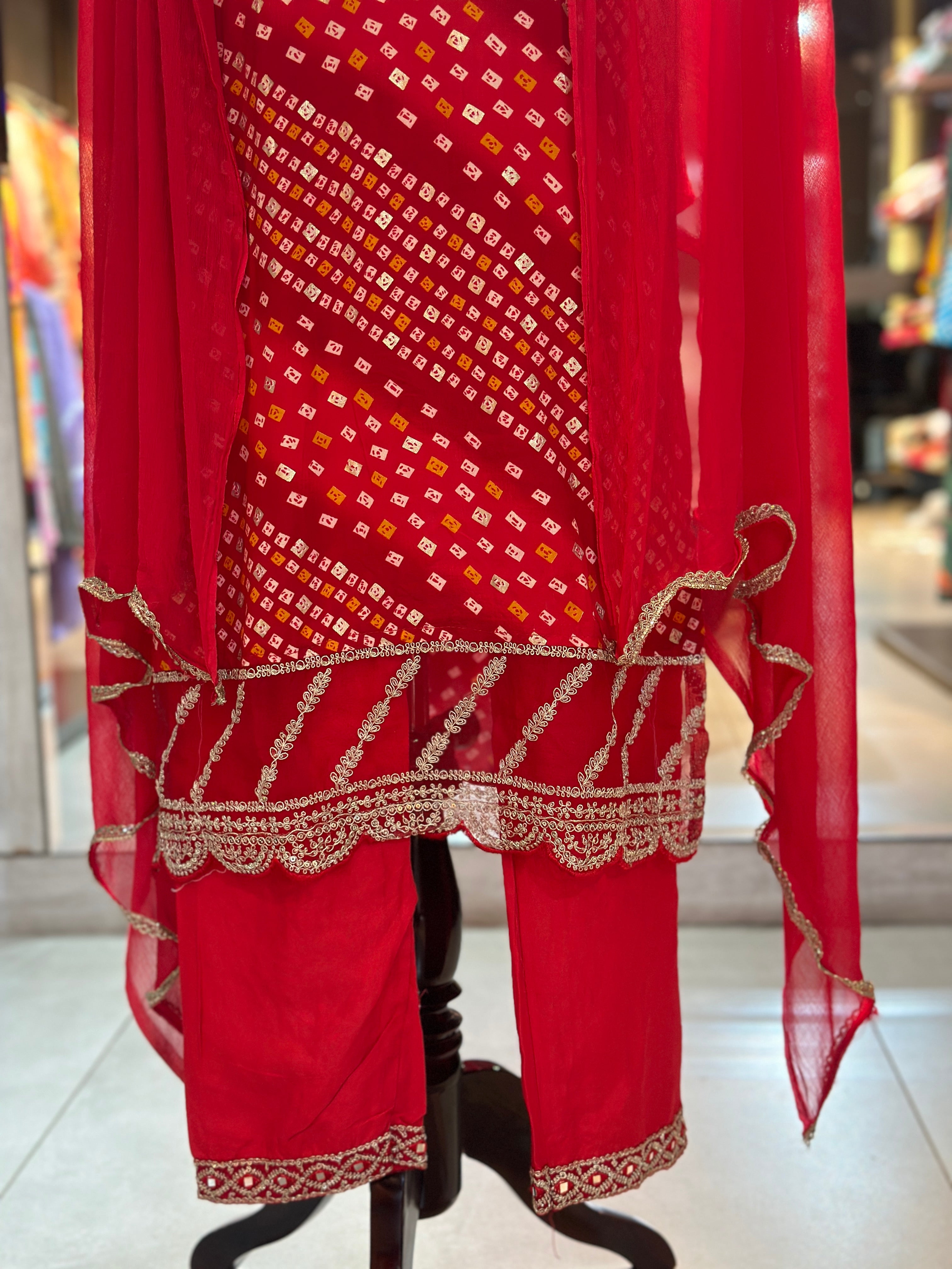 THREE PIECE BHANDEJ SUIT SET