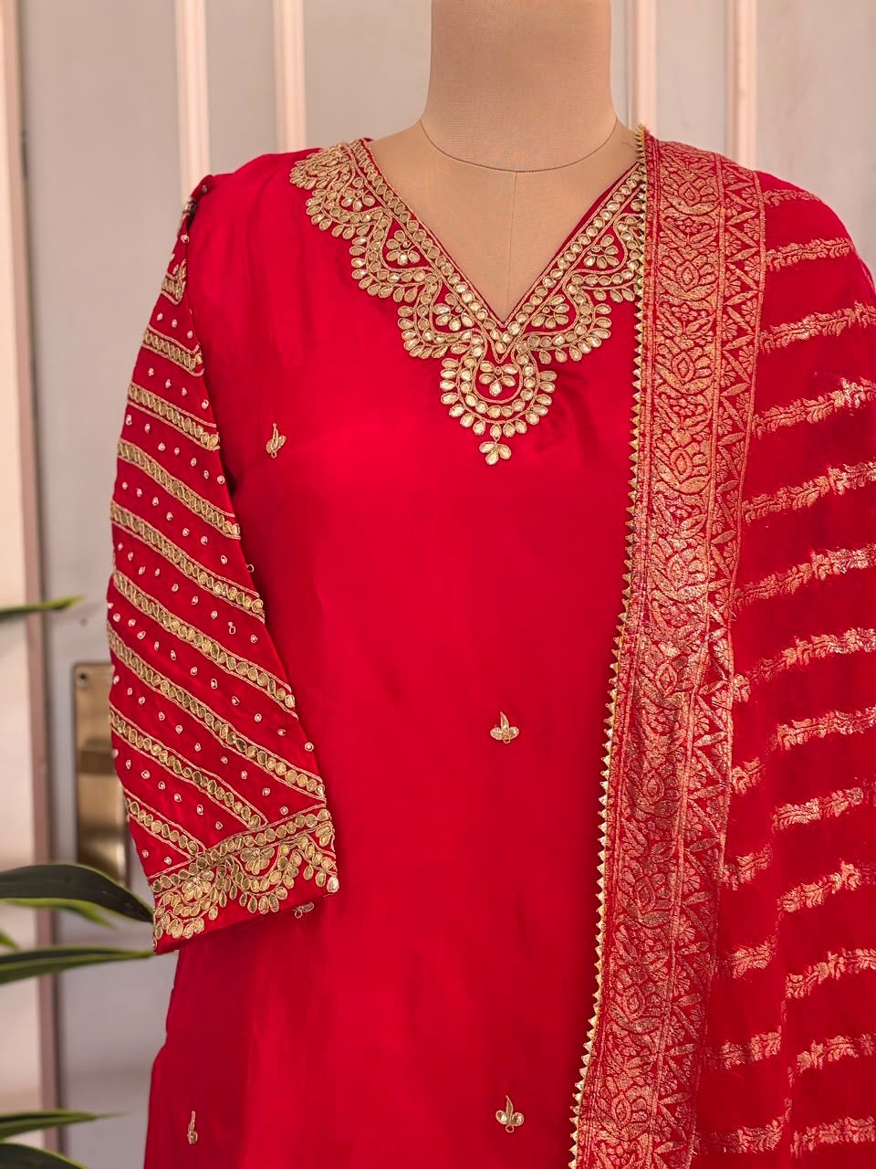 ❤️ Karwa Chauth Special Handwork Kurta Skirt Dupatta Set ❤️