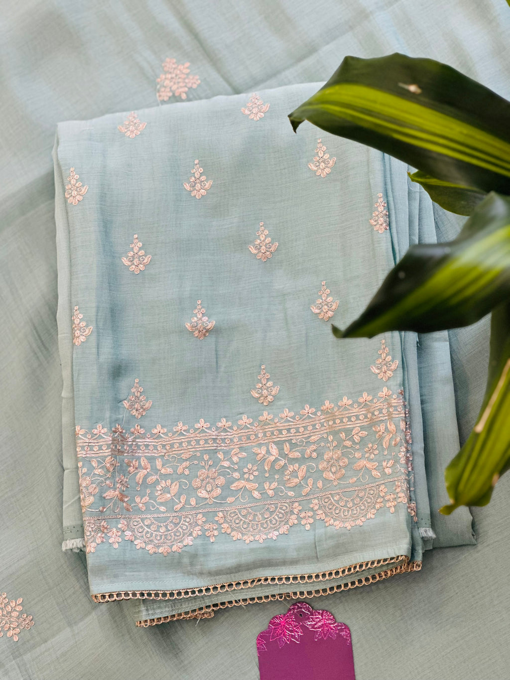 Beautiful Unstitched Suit Set in pitten work