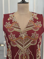Mehroon Handwork Drape Saree Set