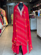 ZARDOSI HANDWORK BHANDEJ SUIT SET