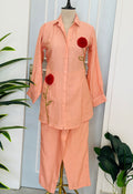 🌹Rose Appliqué Shirt & Palazzo Set 🌹