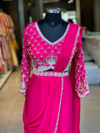 PRE DRAPPED HEAVY HANDWORK SAREE