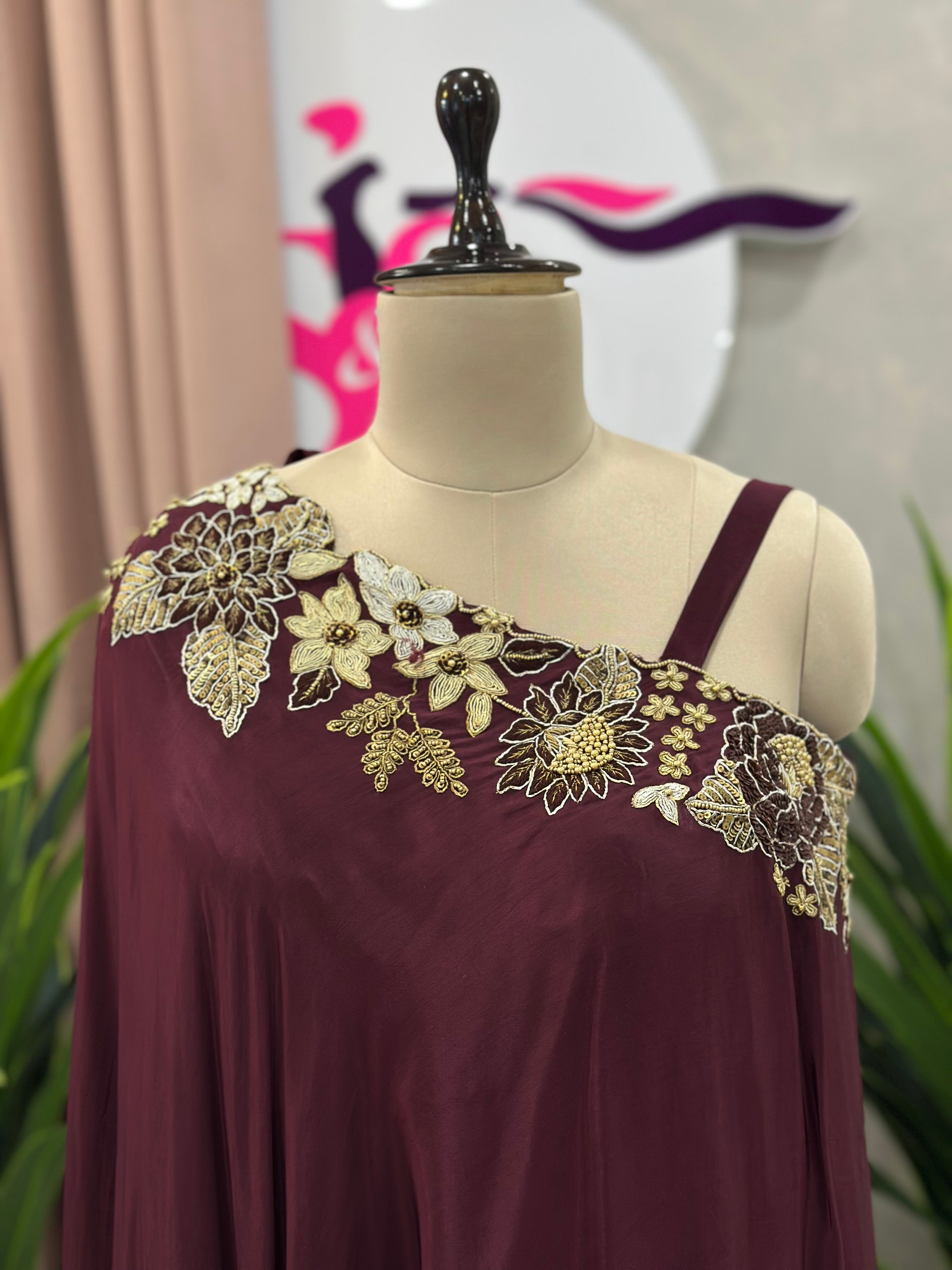 One Shoulder Classy Indo western Set