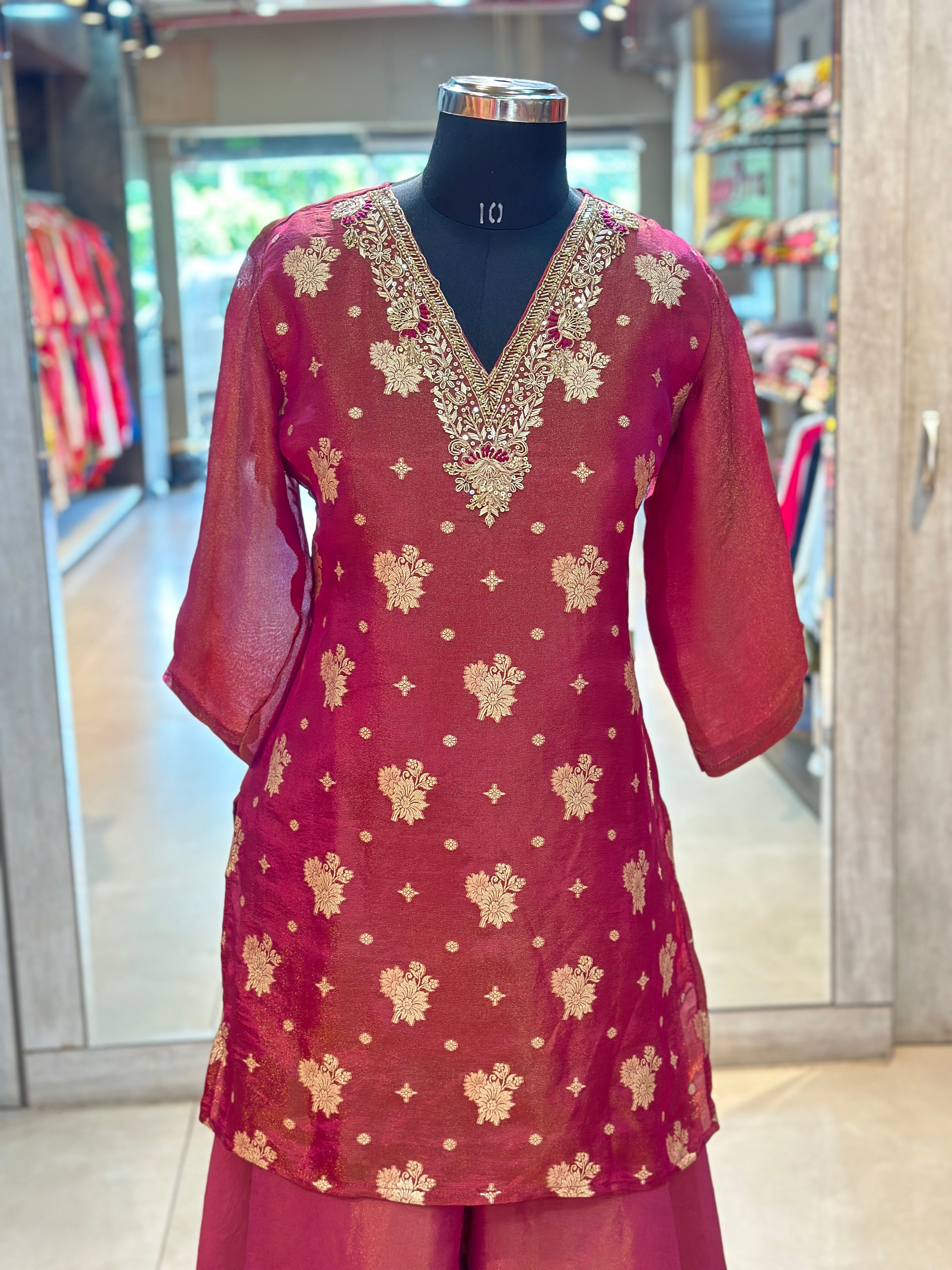 PREMIUM  PLAZO SET WITH ZARDOSI