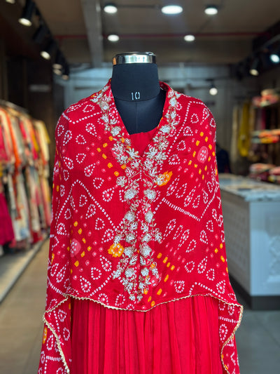 BHANDEJ SKIRT IN KAFTAN SET