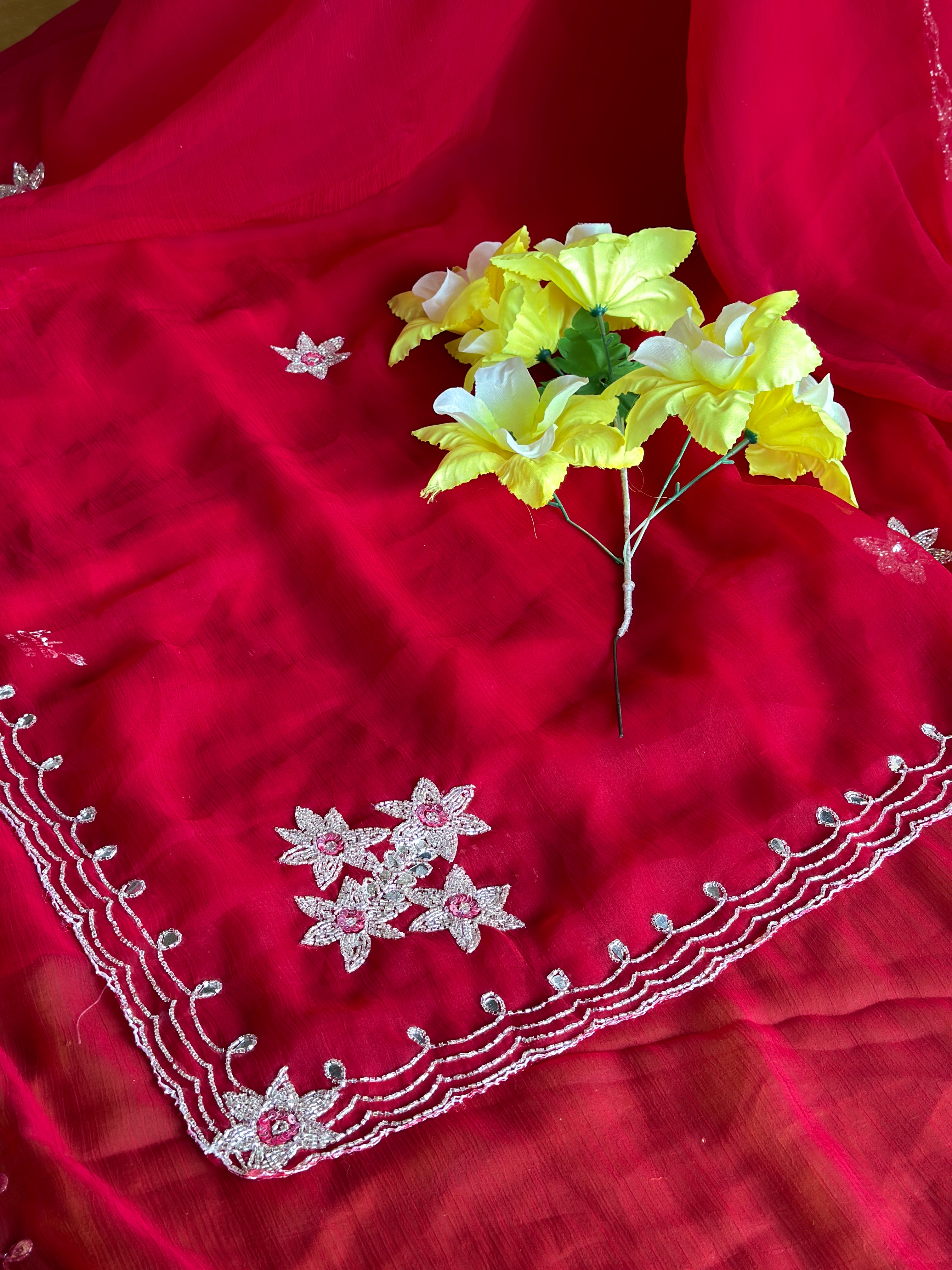 BEAUTIFUL HANDWORK CHIFFON SAREE