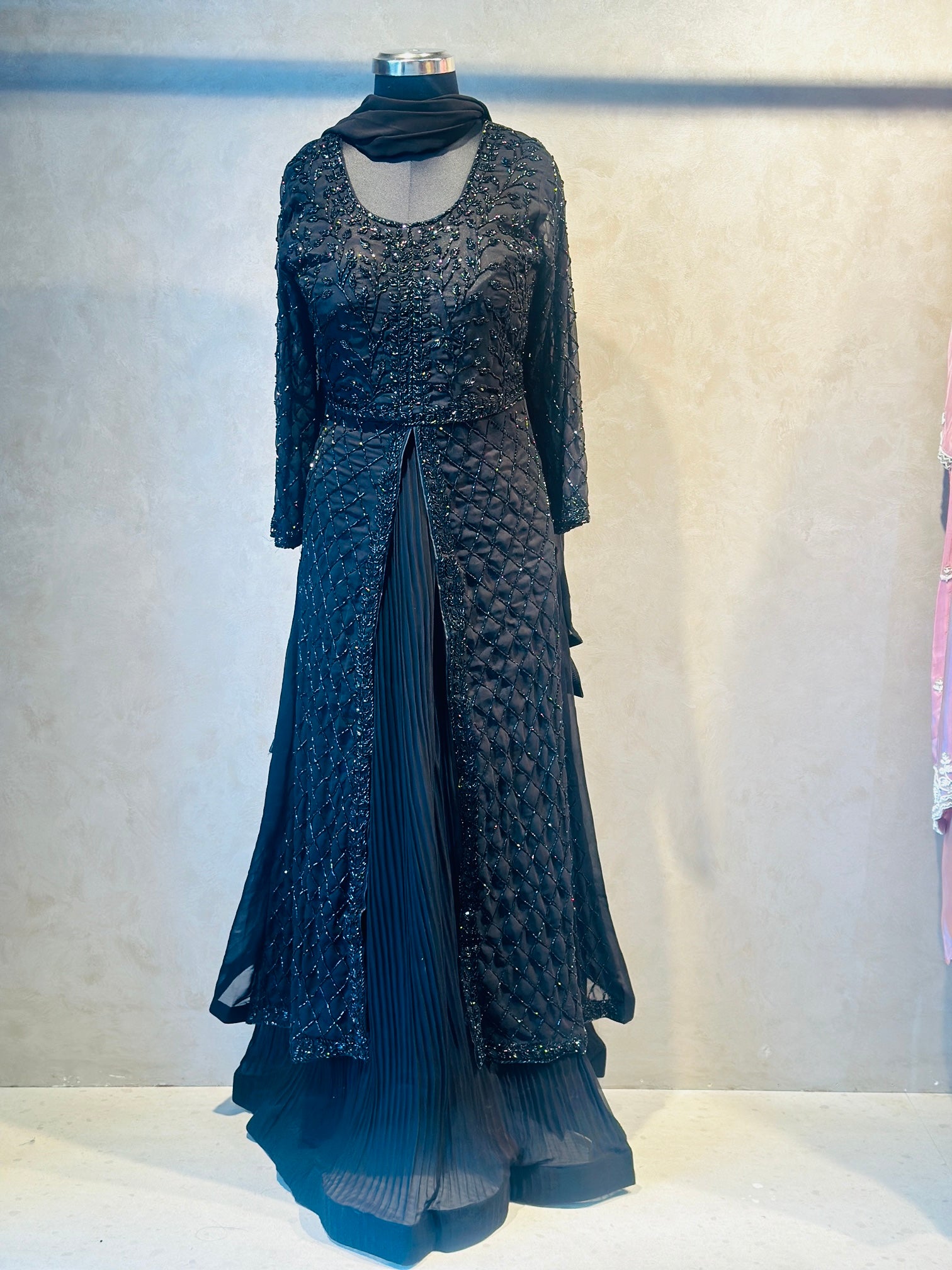 LONG ANARKALI HANDWORK SKIRT SET