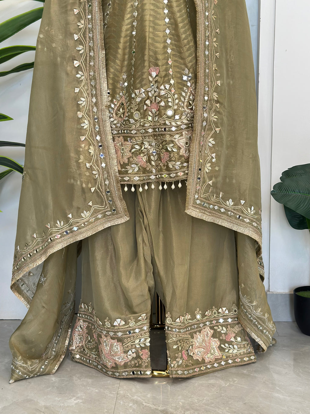 Premium Mirror Handwork Kurta Pant Dupatta Set