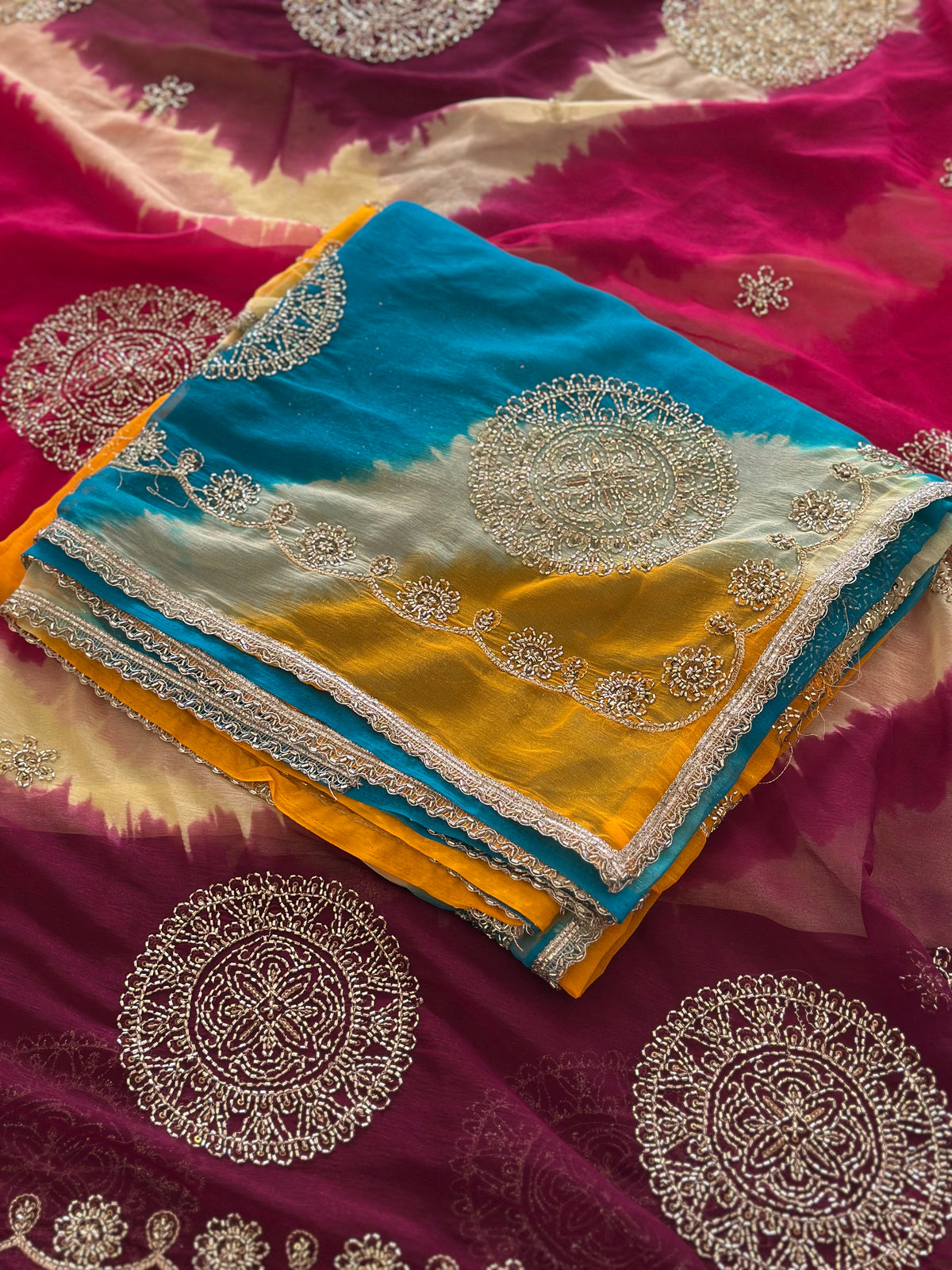 Premium Tie & Dye Chiffon Saree