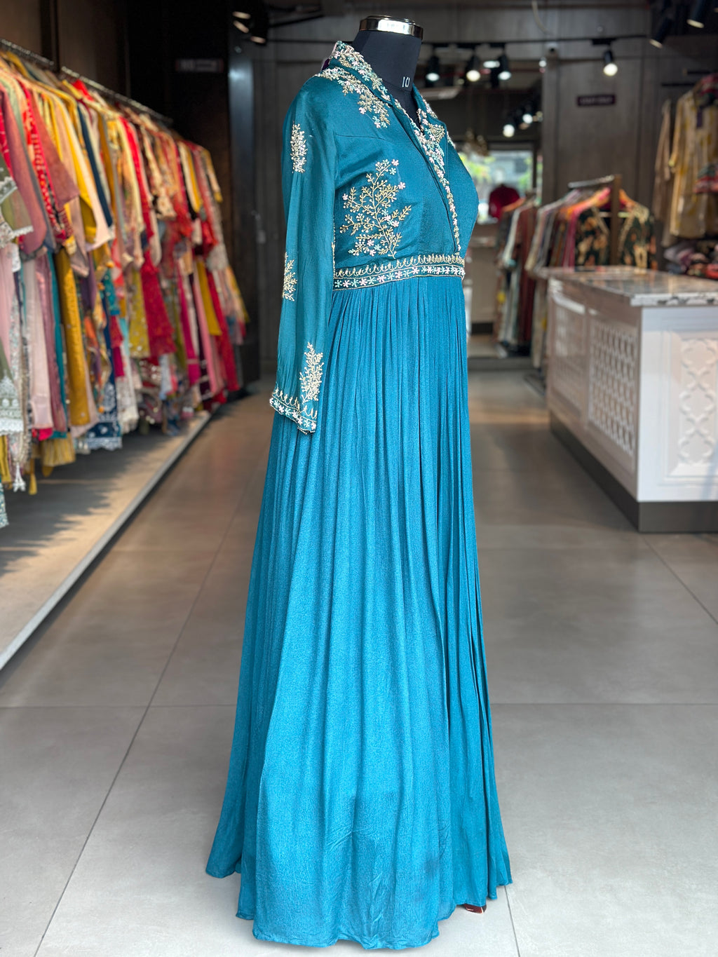 PURE CHINON GOWN IN HANDWORK