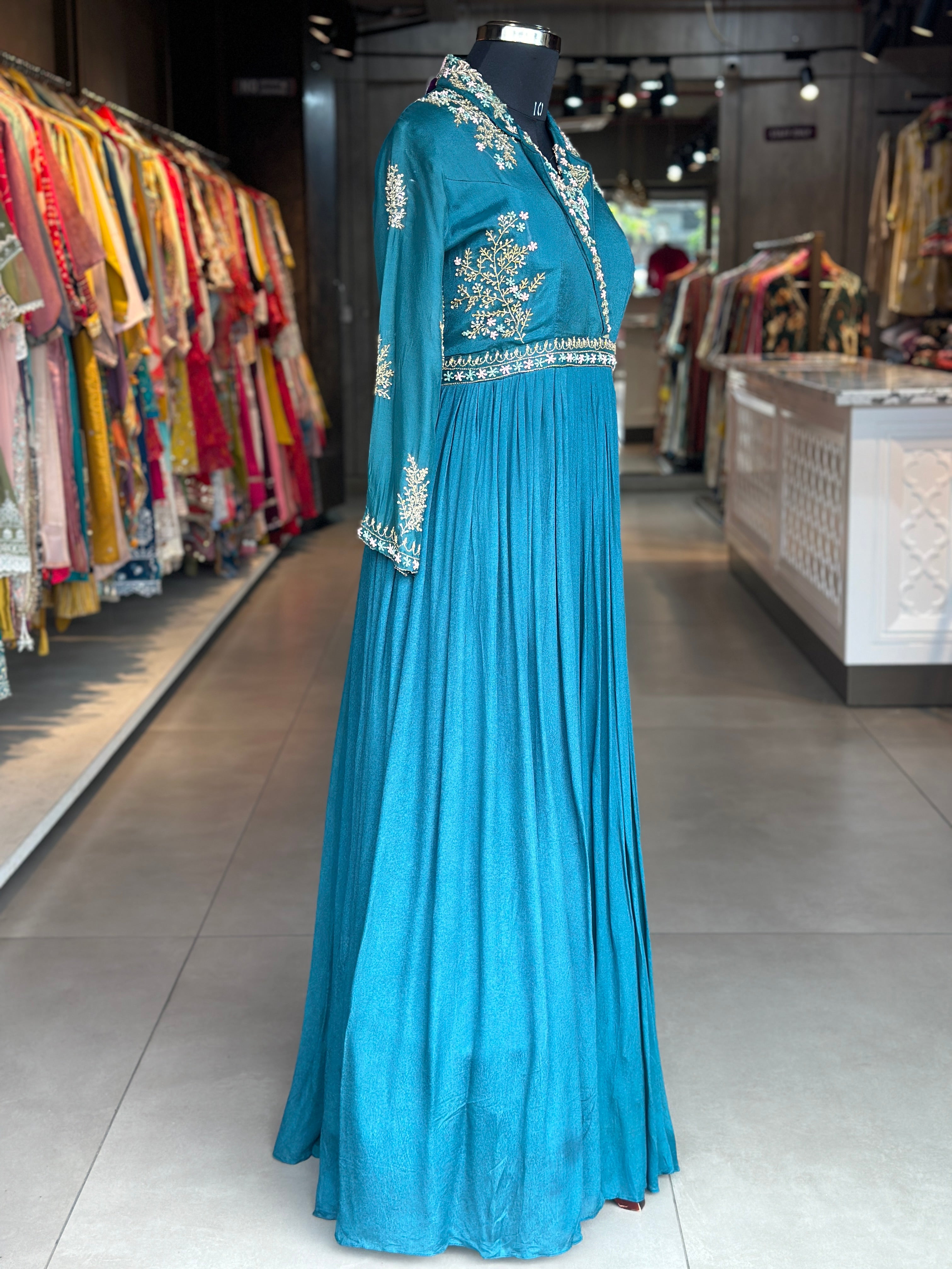 PURE CHINON GOWN IN HANDWORK