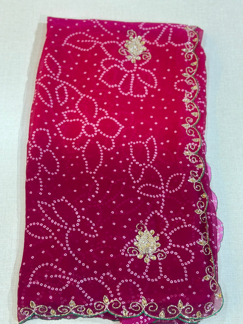 OMBRÉ BHANDEJ HANDWORK SAREE