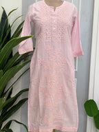 Graceful Floral Threadwork Cotton Kurta
